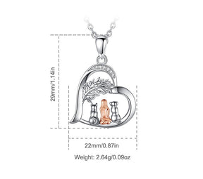 925 Sterling Silver Dog and Mom Pendant for Girl Fashion Tree Heart Charm Necklace