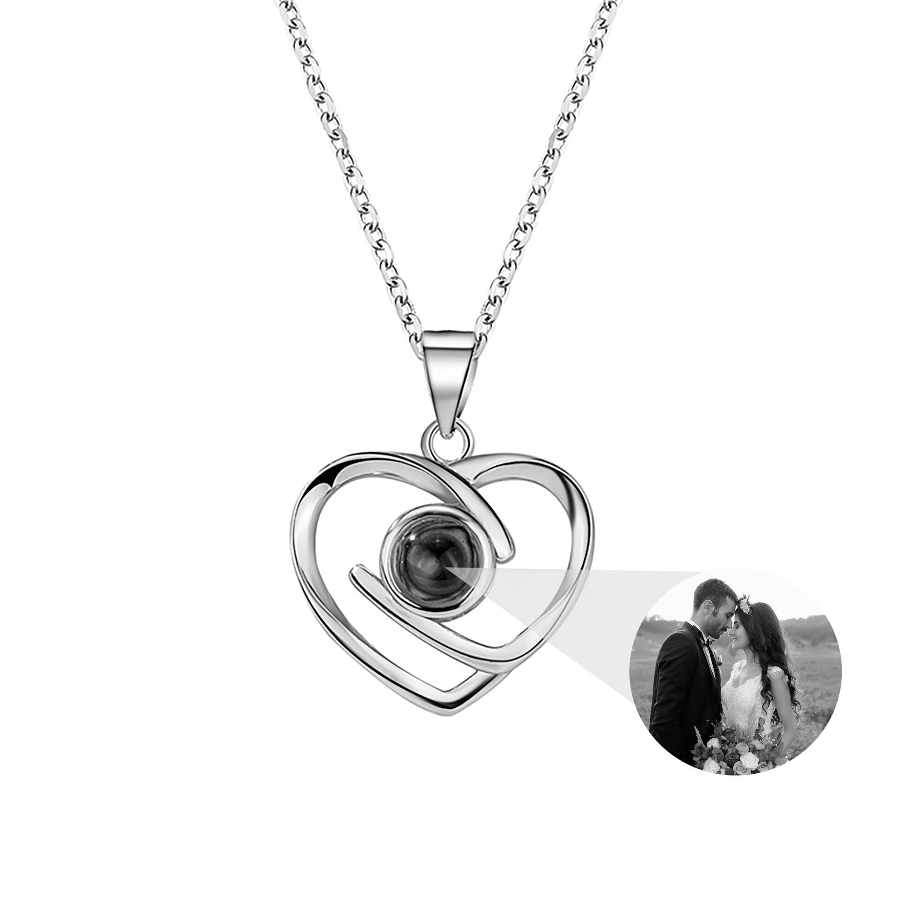 Customizable Photo Ladies Personality Heart Necklace With Silver Material Valentine's Day Christmas Gift With Romantic Gift