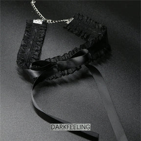 Bowknot Dark Girl Collana girocollo in pizzo nero Harajuku Punk Gothic Loli Cute Collar