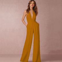 Jumpsuits for Women 2022 Sexy Polyester Backless Wide Leg Pants Sleeveless Summer Rompers