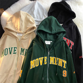 Letter Print Casual Hooded Sweatshirts Vintage Simple Streetwear Coats