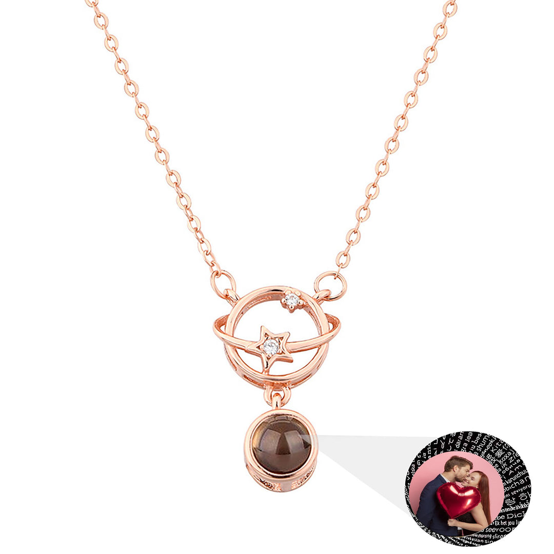Planeet met aanpasbare foto's Projectieketting Hanger Sieraden