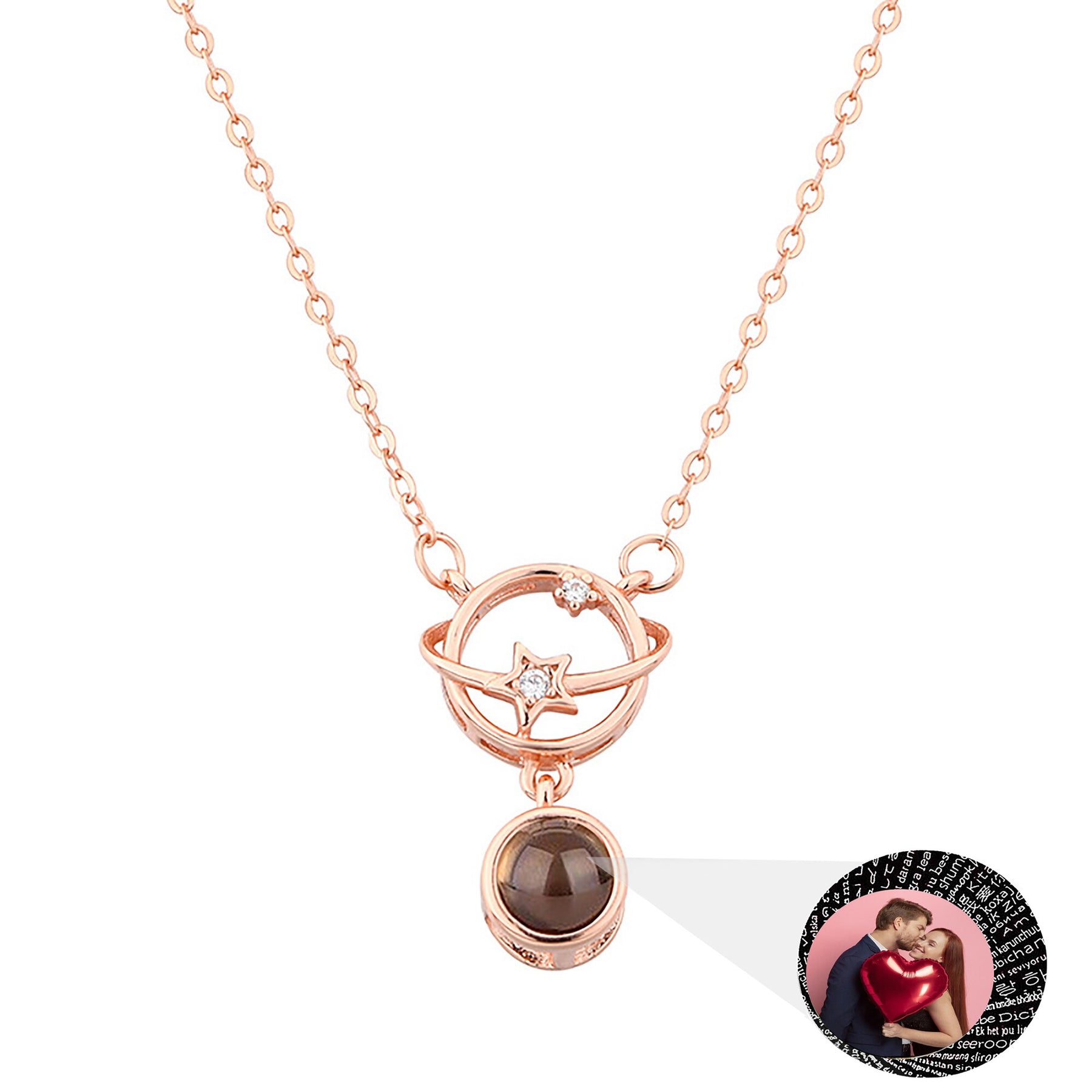 Planet with customizable photos Projection Necklace Pendant Jewelry