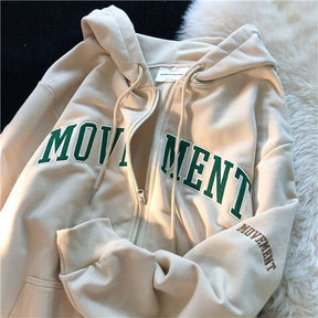 Letter Print Casual Hooded Sweatshirts Vintage Simple Streetwear Coats