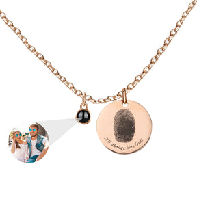 Fingerprint necklace with customizable photos Projection Necklace Pendant Jewelry