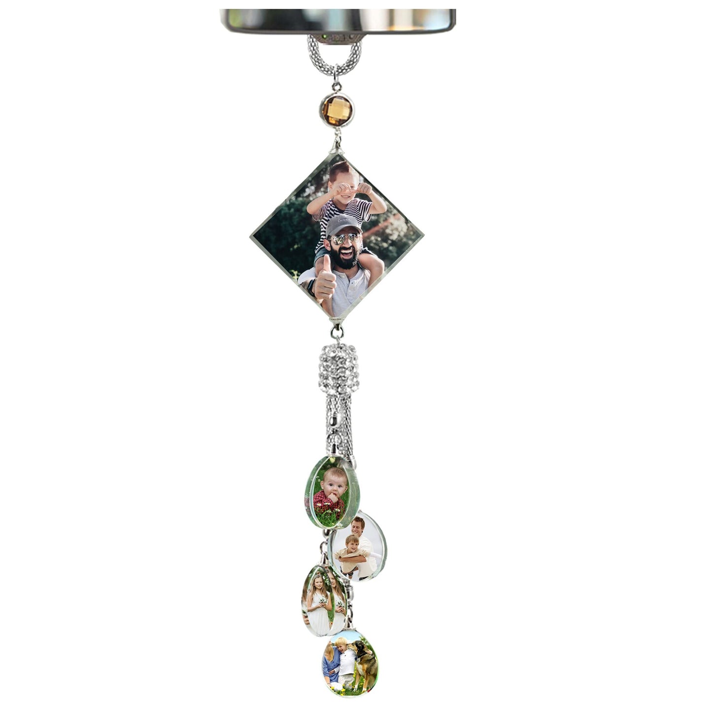 Customizable photos Car Rearview Mirror Hanging Ornament Artificial Crystal Styling
