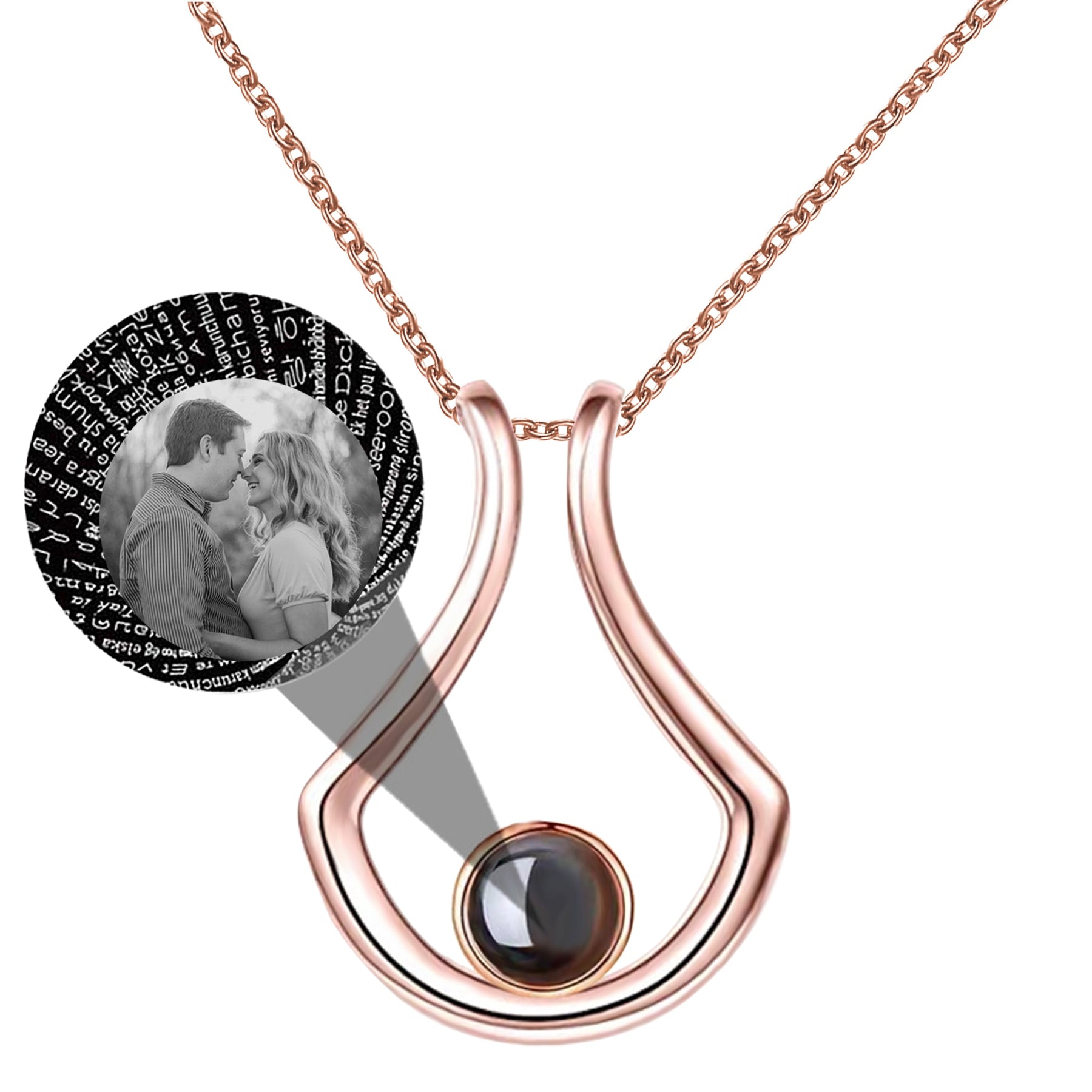 Custom Geometric Bracket Curved Projection Necklace Personalized Color Photo