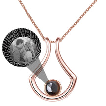 Custom Geometric Bracket Curved Projection Necklace Personalized Color Photo