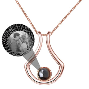 Custom Geometric Bracket Curved Projection Necklace Personalized Color Photo