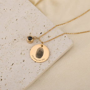 Fingerprint necklace with customizable photos Projection Necklace Pendant Jewelry