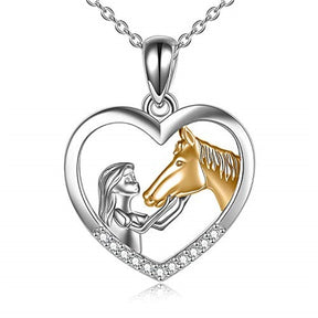 Collana con ciondolo a forma di cavallo in stile 5 ragazze in argento sterling con regalo a cavallo per donne figlie