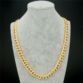 13MM AAA Rhinestone Iced Out Miami Cuban Link Chain Hip Hop Necklace