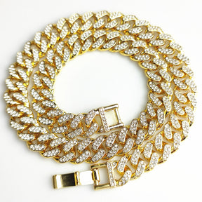 13MM AAA Rhinestone Iced Out Miami Cuban Link Chain Hip Hop Necklace