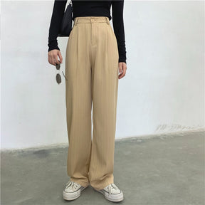 Striped Baggy Pants Women New High Waist Loose Straight Wide Leg Pants Female 2022 Summer