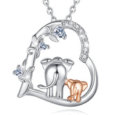 Elephant Mother and Son Necklace Heart Shape Crystal Jewelry Mother's Day Gift