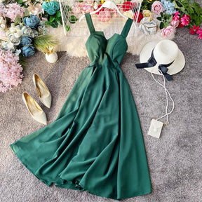 Vintage Long Dress Sexy Spaghetti Strap Backless Bandage Party Dress