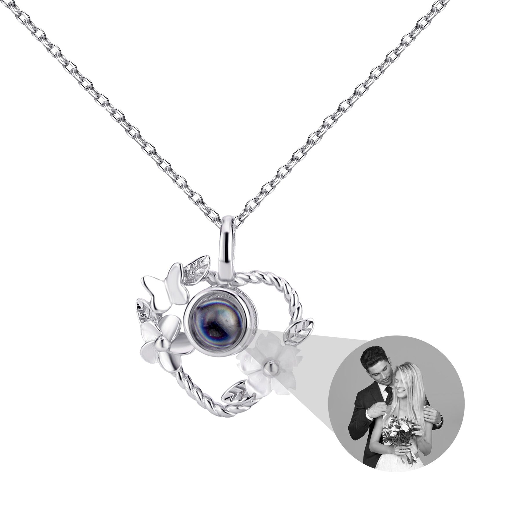 Flowers that can be customized for photos Personalized Projection Photo Necklace