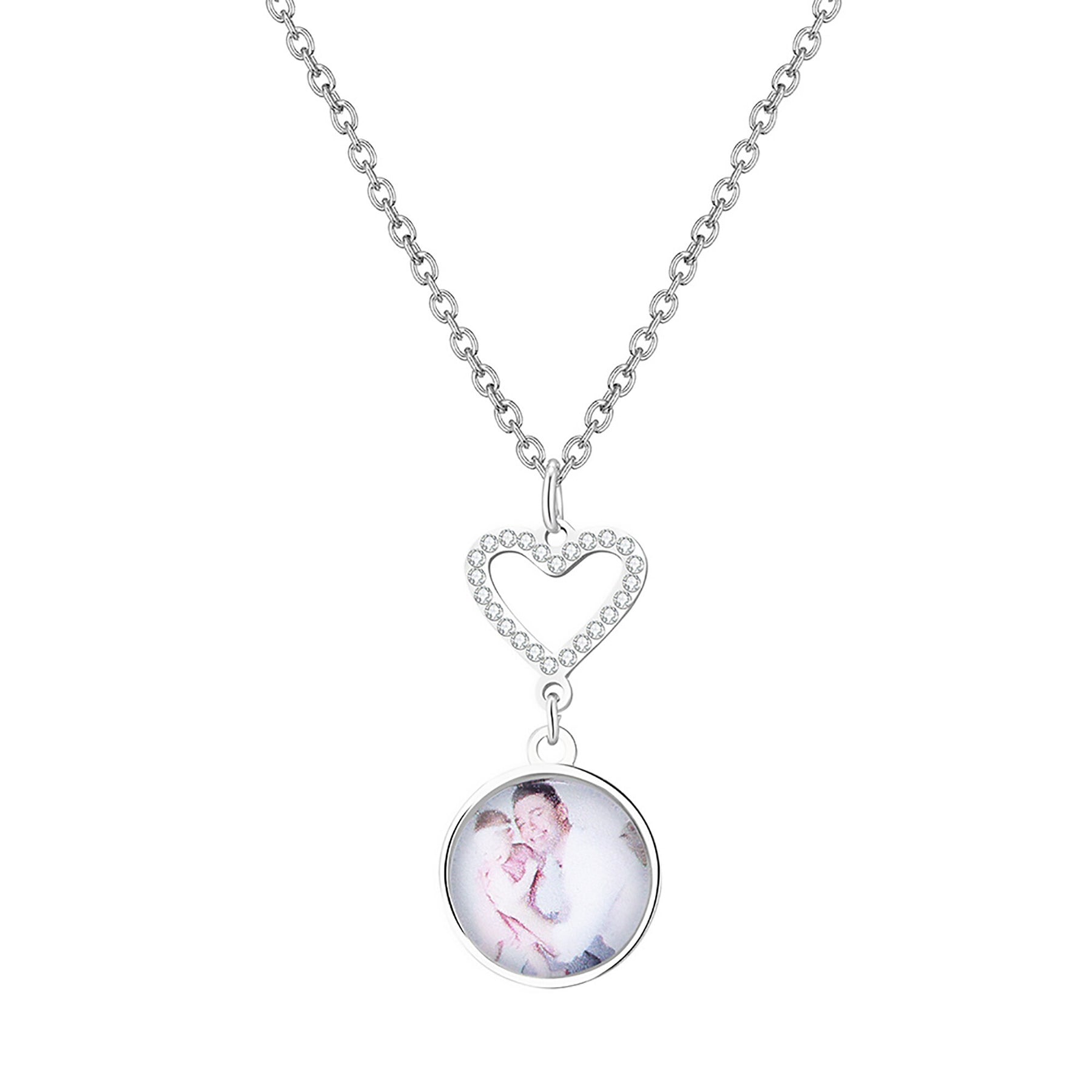 Foto personalizzabile Romantico semplice piccolo a forma di cuore Collane Squisito colore argento Catena clavicola Gioielli da sposa da donna