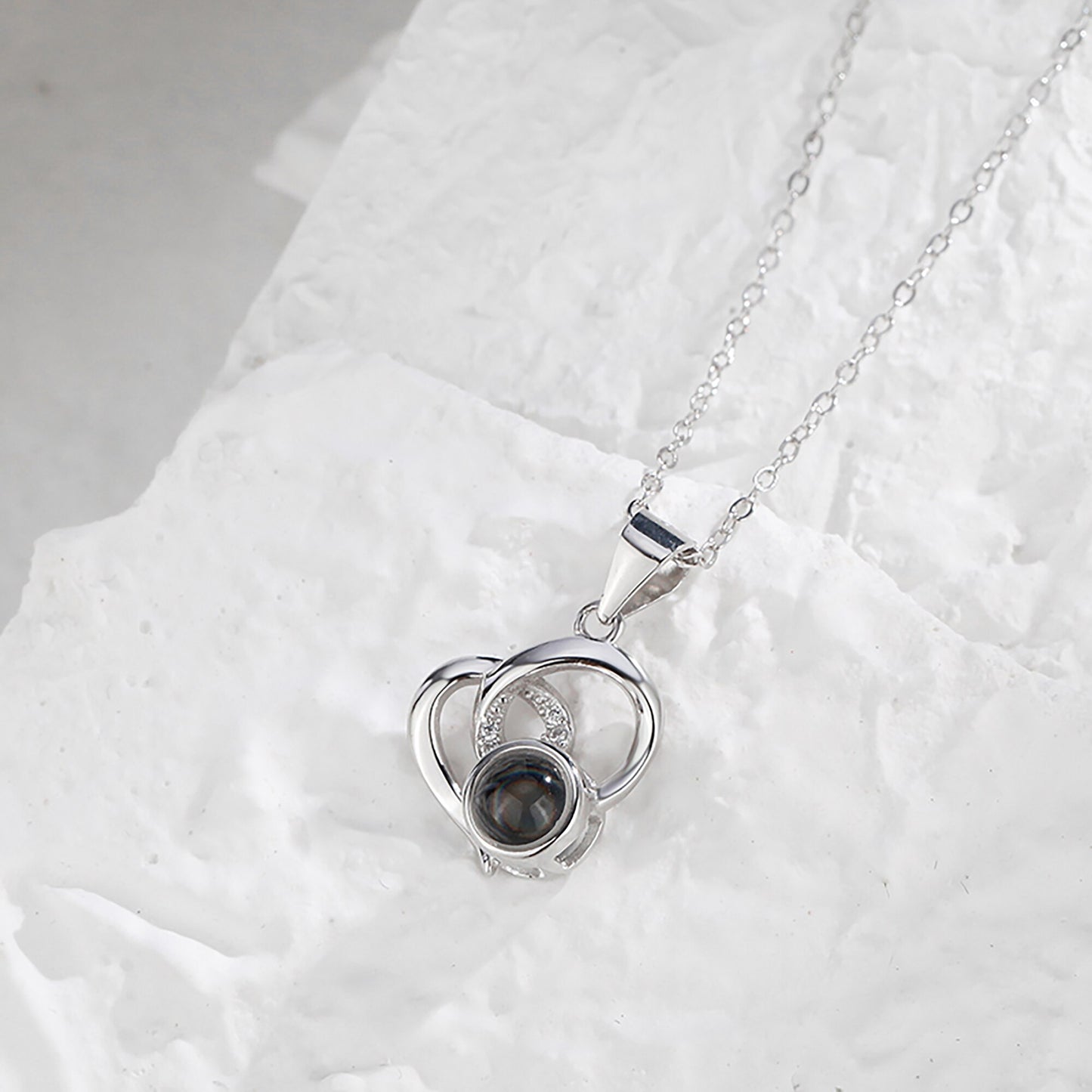 Kundengerechte Foto-Halsketten-Silber-glänzende Herz-Ketten-Halsketten-Geburtstags-Geschenke