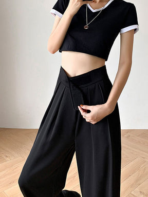 Lässige Baggy-Hose Damen Sommerhose mit hoher Taille Lose gerade Wischhose