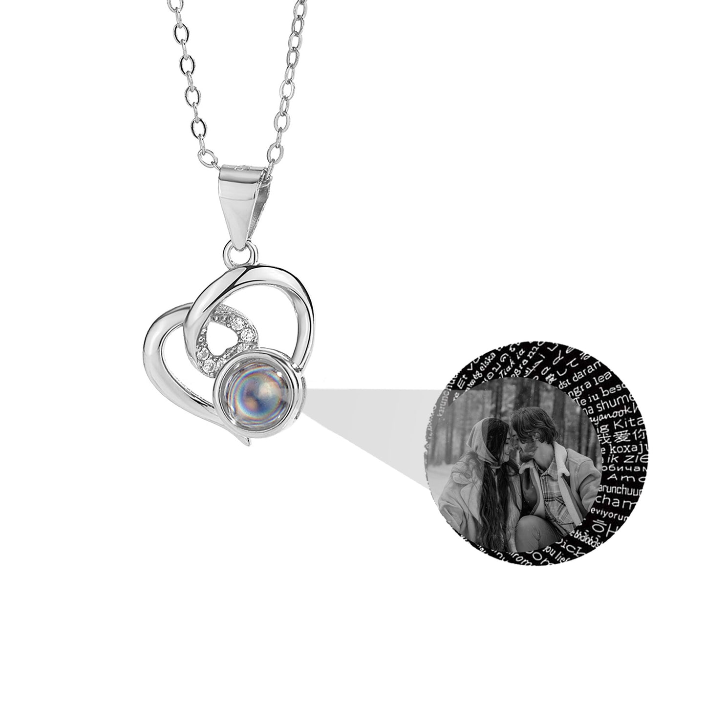 Kundengerechte Foto-Halsketten-Silber-glänzende Herz-Ketten-Halsketten-Geburtstags-Geschenke