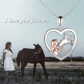 Collana con ciondolo a forma di cavallo in stile 5 ragazze in argento sterling con regalo a cavallo per donne figlie