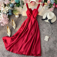 Vintage Long Dress Sexy Spaghetti Strap Backless Bandage Party Dress