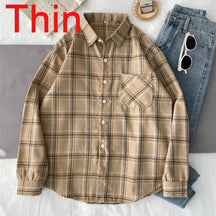 Velvet Thicken Plaid Shirts Blouses Autumn Winter Warm Shirts