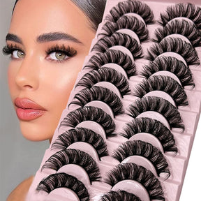 Strip Lashes 10 Paar Fluffy Mink Lashes 3D-Wimpern mit falschem Volumen