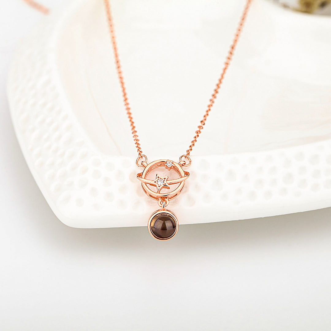 Planeet met aanpasbare foto's Projectieketting Hanger Sieraden