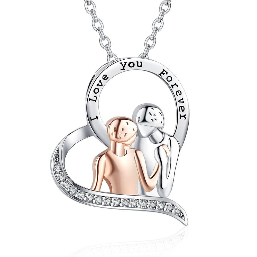 Love Heart Couples Collana Amanti genitori Gioielli per il compleanno di mia moglie e madre