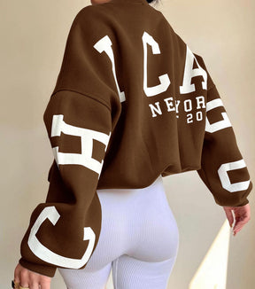 Casual Letters Print Sweatshirt Damen Langarm Lose Hoodies Y2k Streetwear