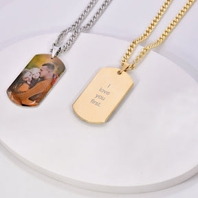 Custom Photo Necklace Engraved Text Picture Pendant Memorial Family Jewelry