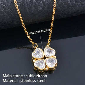 Trendy Flower Magnetic Attract Together Pendant Necklace