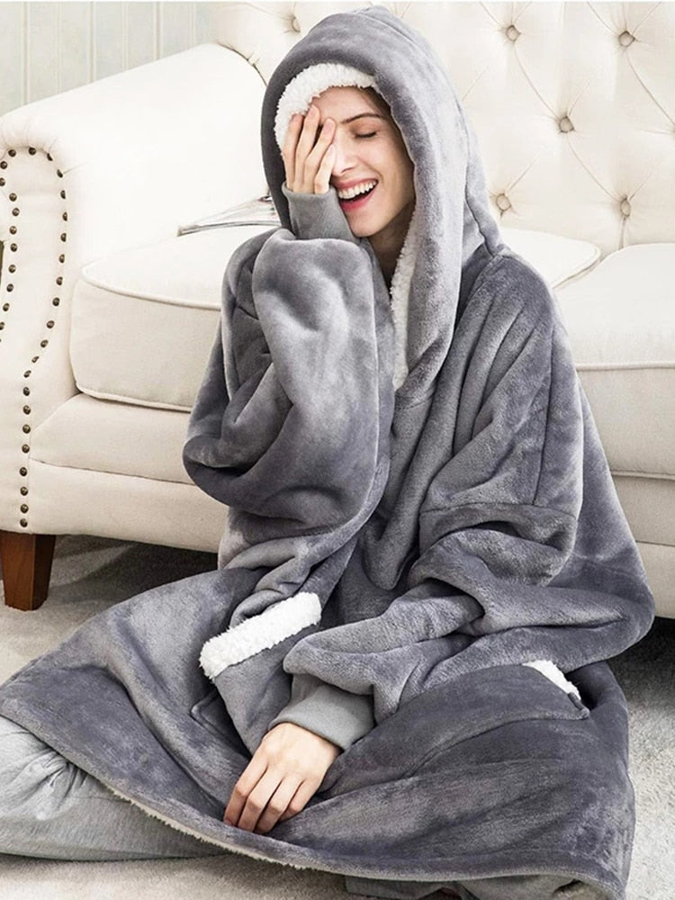 Felpe con cappuccio invernali Coperta TV gigante in pile con pullover a maniche