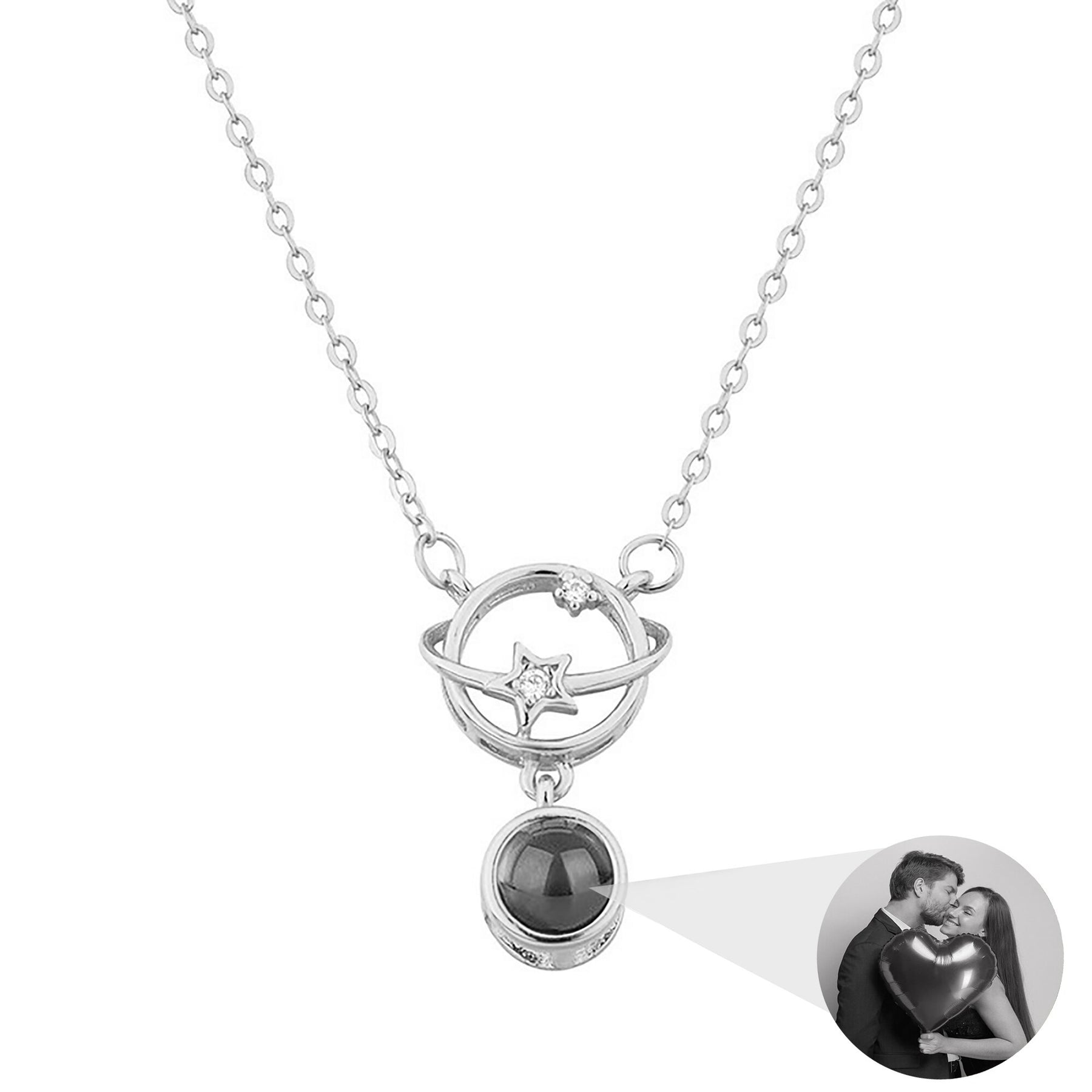 Planet with customizable photos Projection Necklace Pendant Jewelry