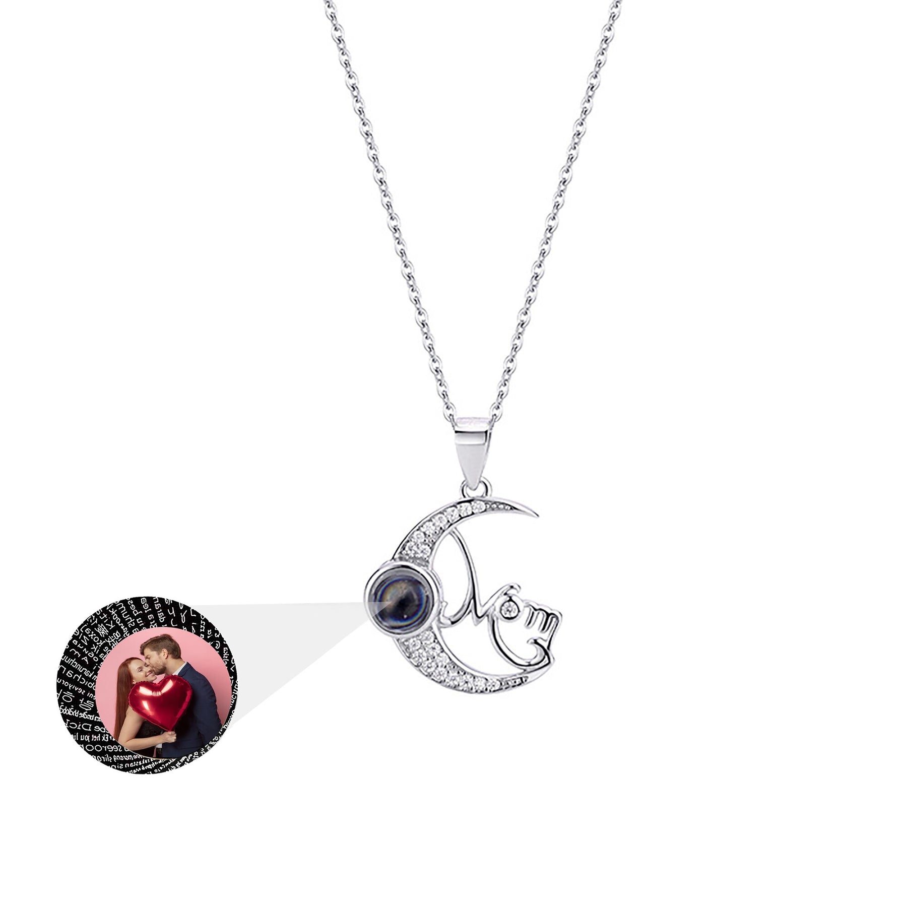 Customizable photo of the moon Projection Necklace  Pendant Jewelry