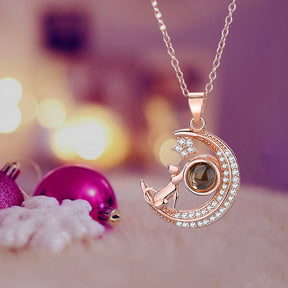 Customizable photo Cute moon necklace Projection Necklace