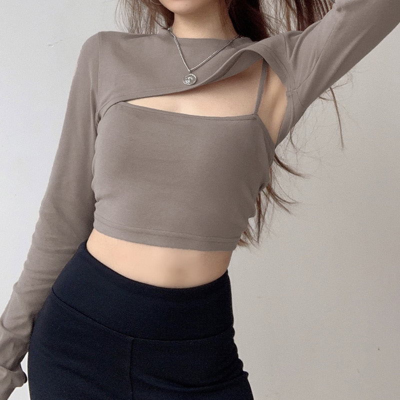 Sexy Hollow Knit Top Sweater Women Party Navel Slim Ribbed Summer Lady Shirts