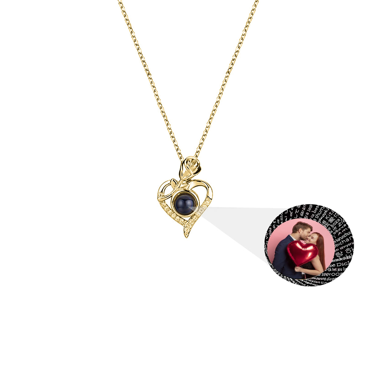 Love Rose con foto personalizzate Gioielli ciondolo collana di proiezione per fidanzata amante