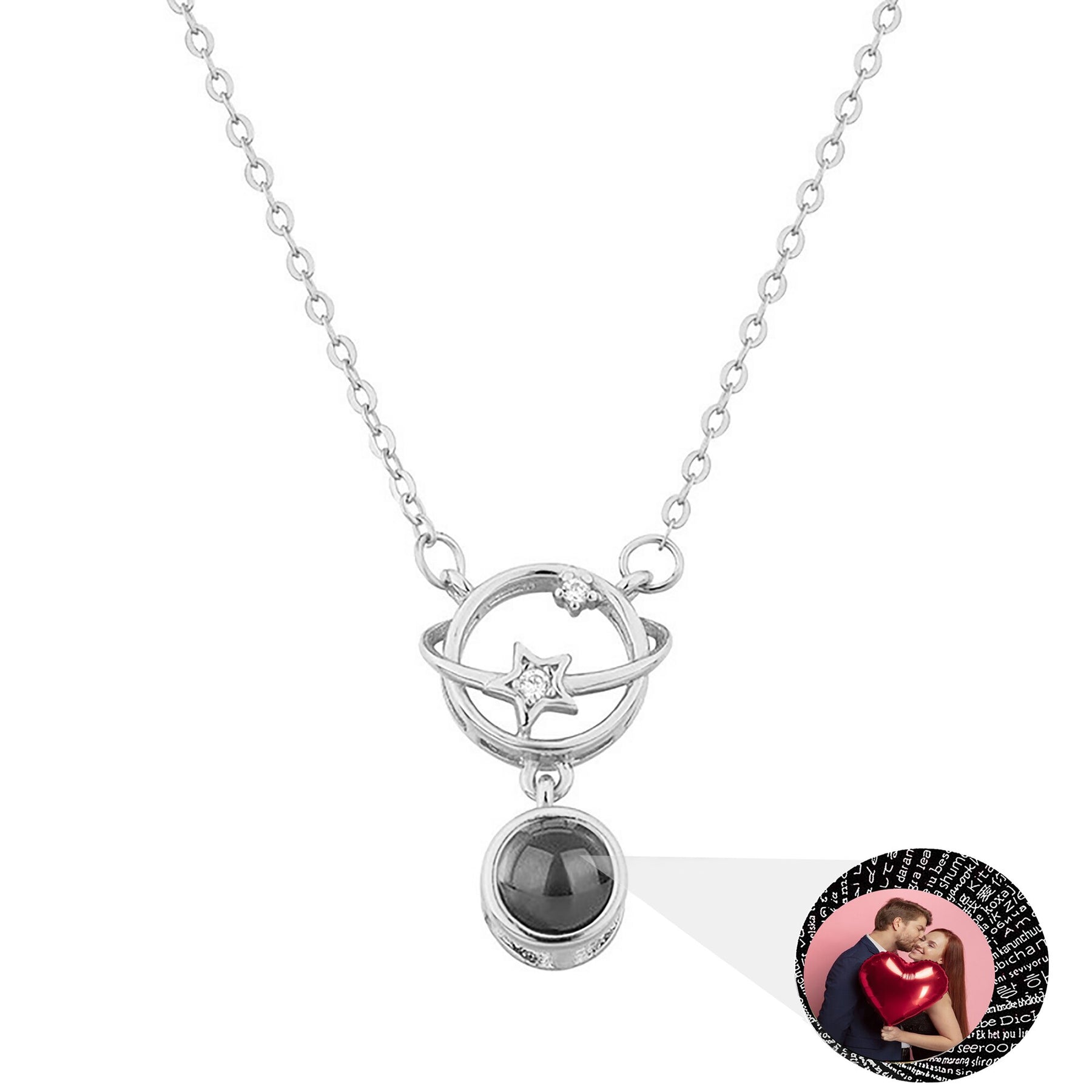 Planet with customizable photos Projection Necklace Pendant Jewelry