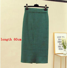 High Waist Women Knitted Skirt Spring Autumn Fashion Rib Skirt Elegant Midi Skirt