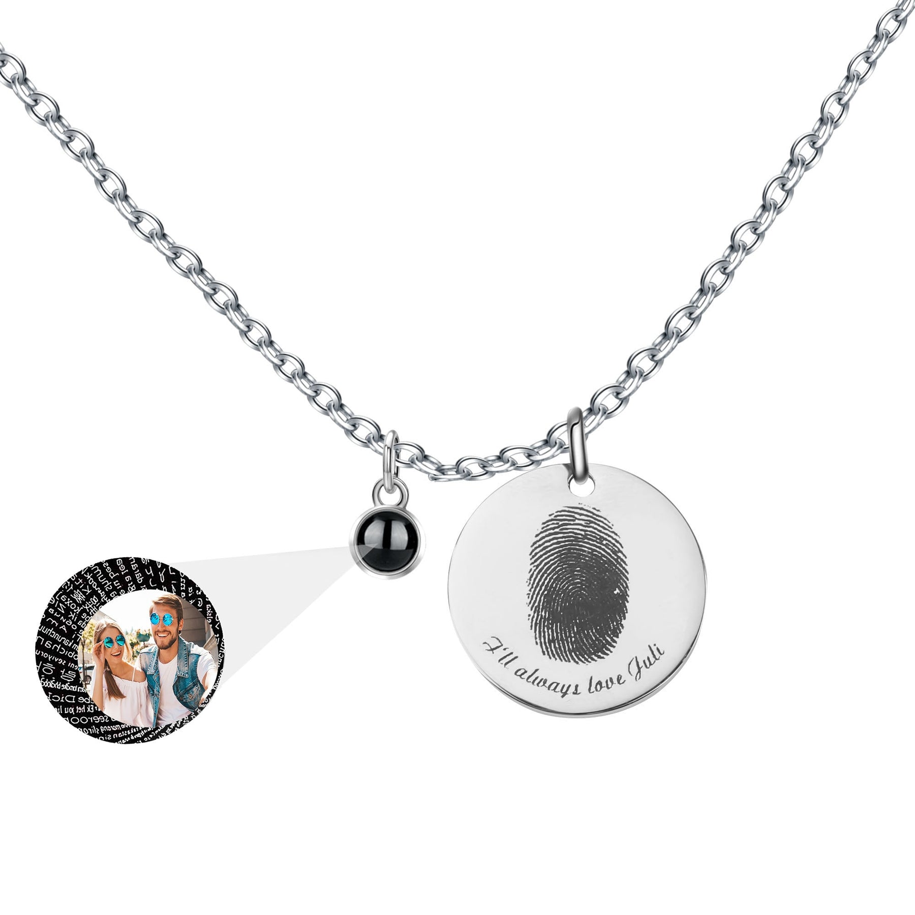 Fingerprint necklace with customizable photos Projection Necklace Pendant Jewelry