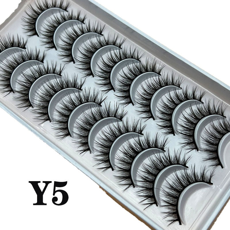 Strip Lashes 10-pairs Fluffy Mink Lashes 3D False Volume Eyelashes