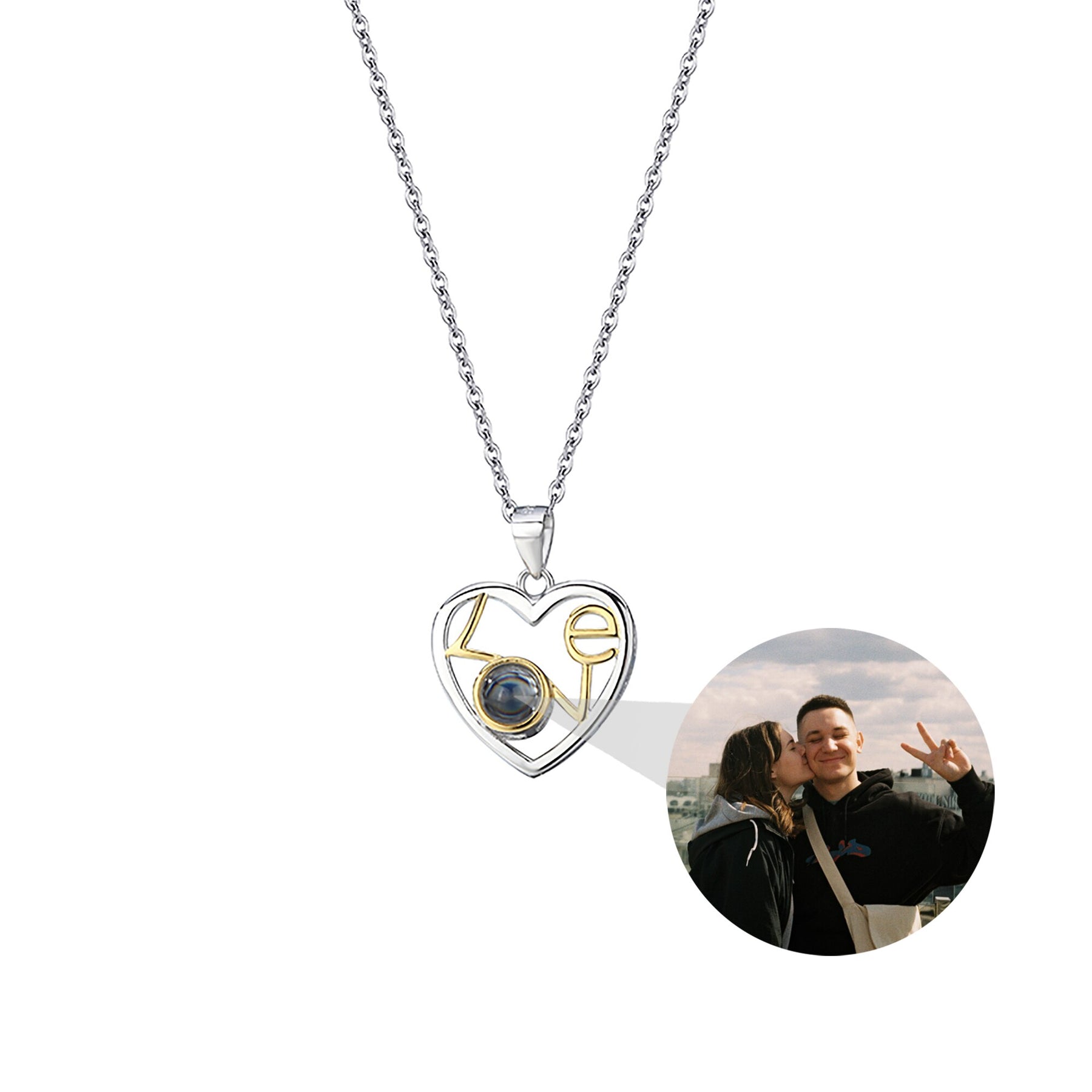 Customizable photo Necklace Round Heart Pendant Romantic Memory Projection Necklaces