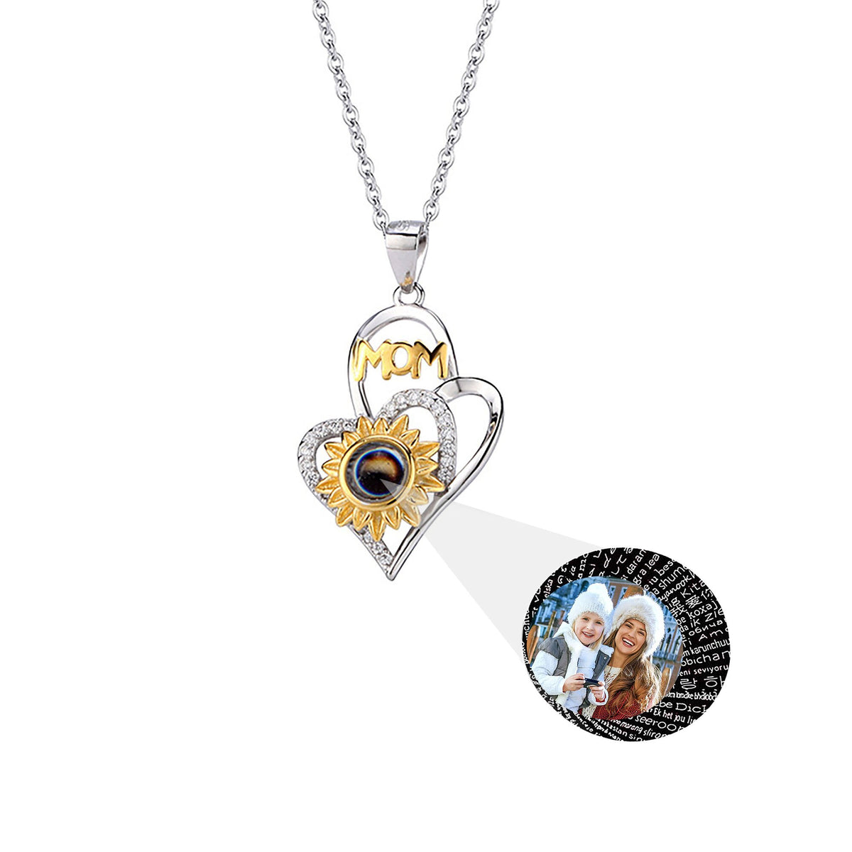 Girasole con foto personalizzateProiezione Collana Ciondolo Gioielli