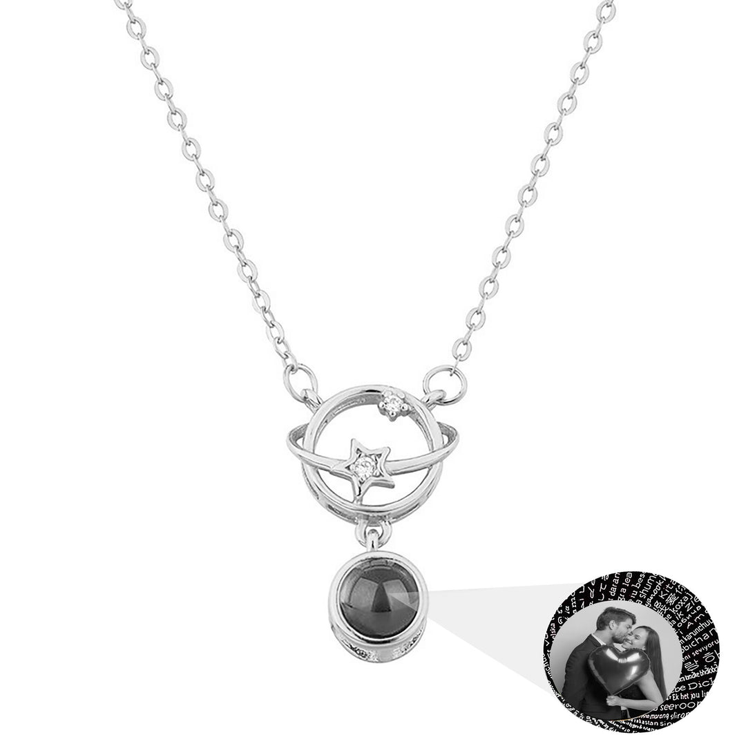 Planeet met aanpasbare foto's Projectieketting Hanger Sieraden