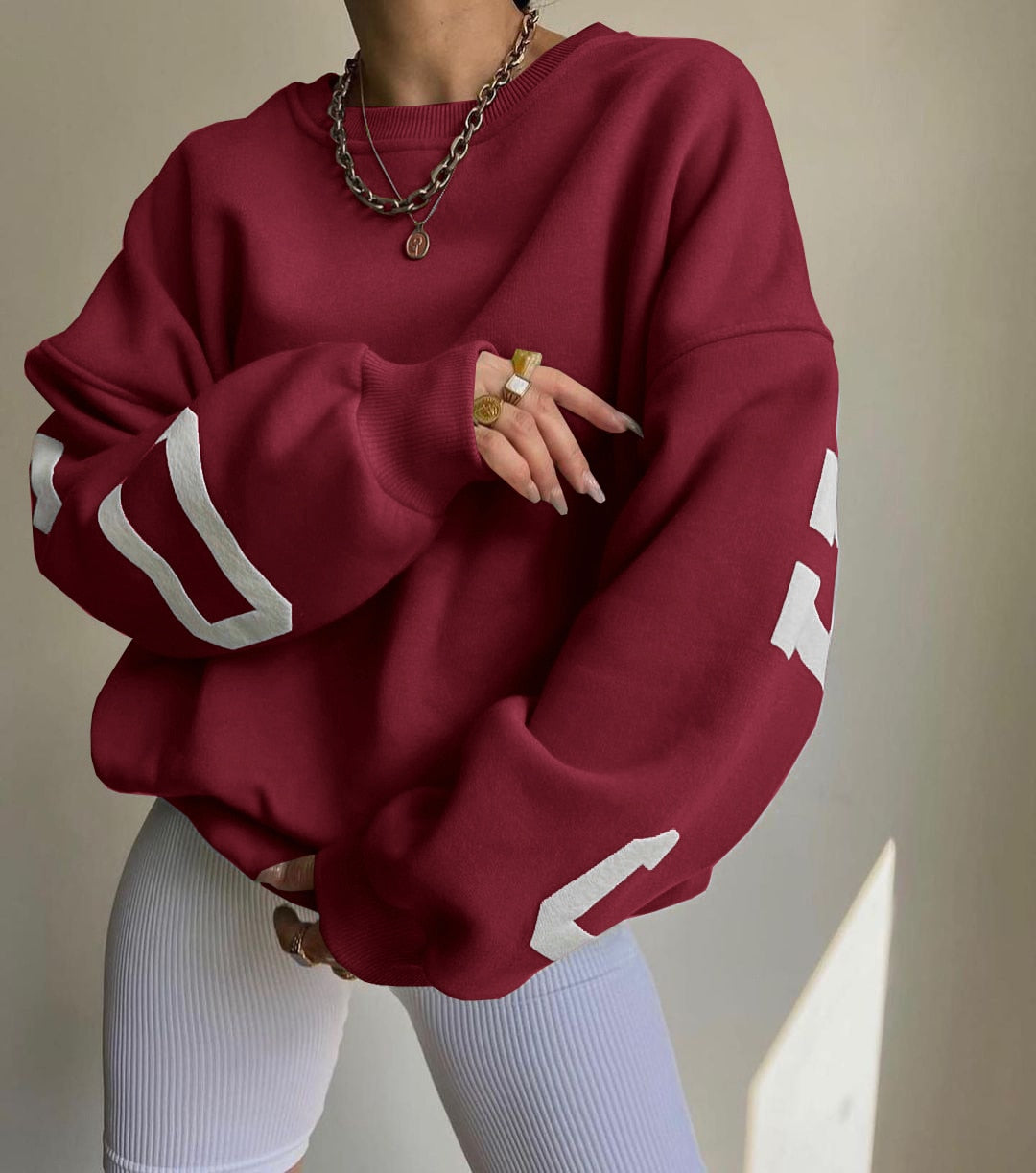 Casual Letters Print Sweatshirt Damen Langarm Lose Hoodies Y2k Streetwear