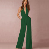 Jumpsuits for Women 2022 Sexy Polyester Backless Wide Leg Pants Sleeveless Summer Rompers