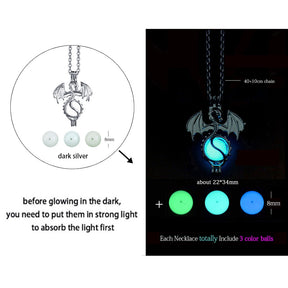 Luminous Dragon Necklace Glowing Night Fluorescence Silver Plated Glow In The Dark Necklace